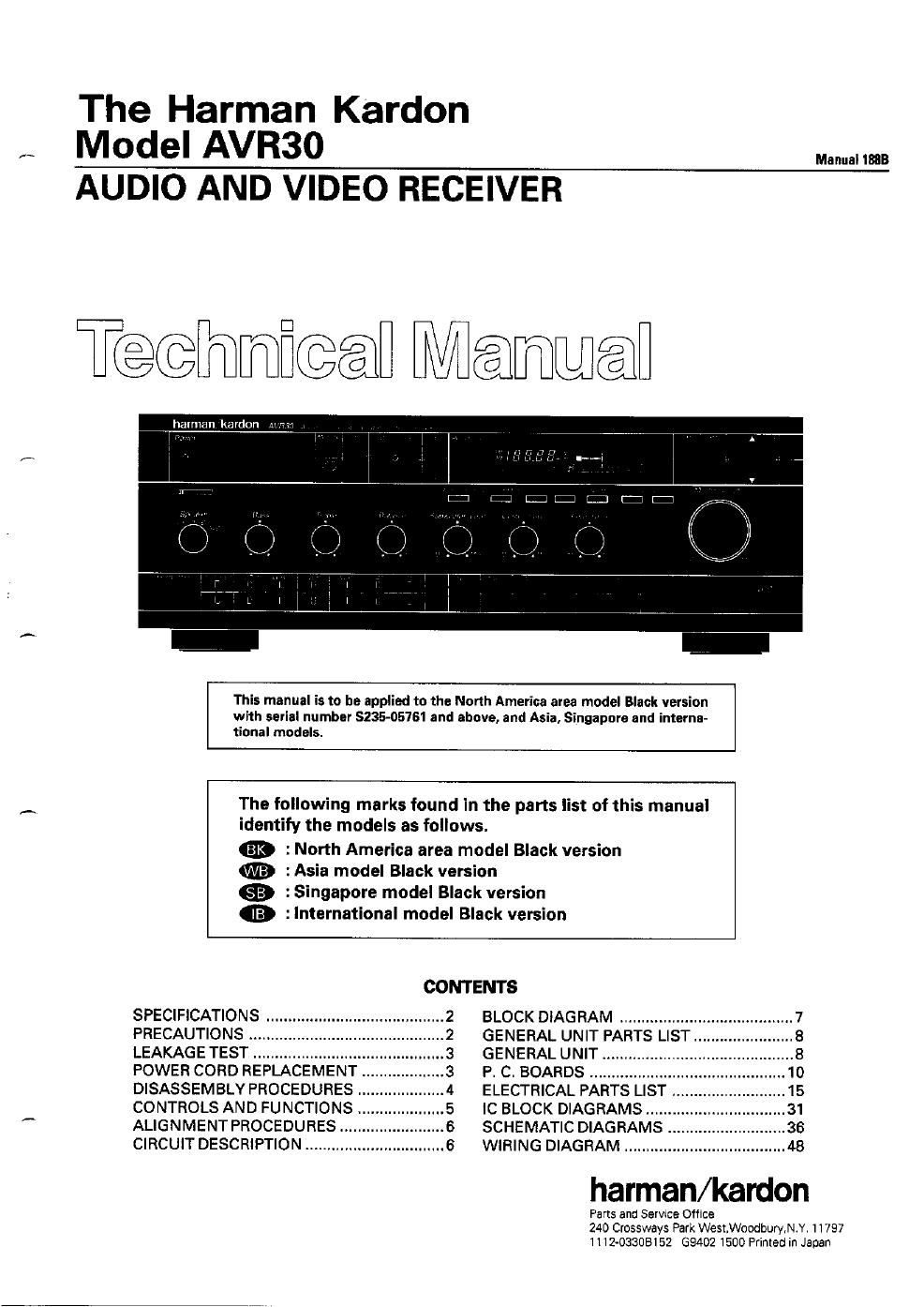 harman kardon avr 30 service manual