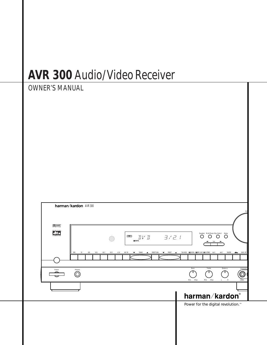 harman kardon avr 300 owners manual