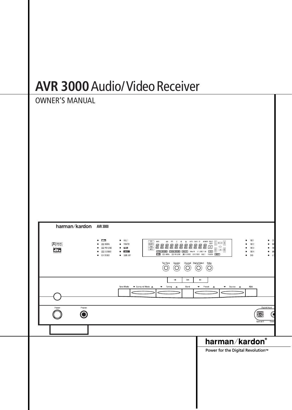 harman kardon avr 3000 owners manual