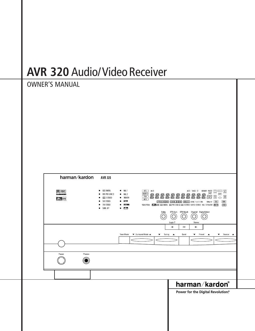 harman kardon avr 320 owners manual