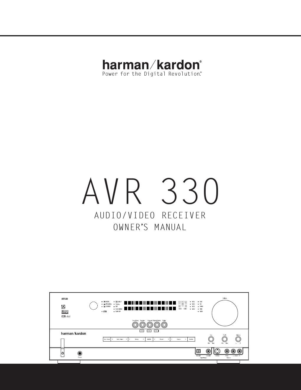 harman kardon avr 330 owners manual