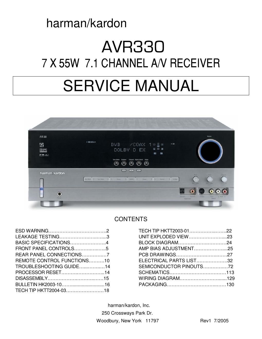 harman kardon avr 330 service manual