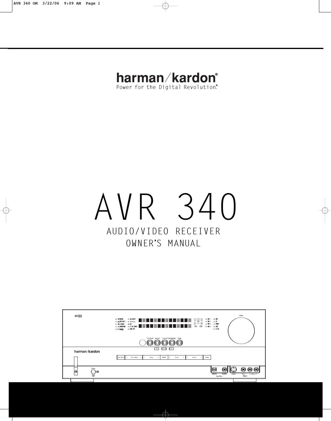 harman kardon avr 340 owners manual