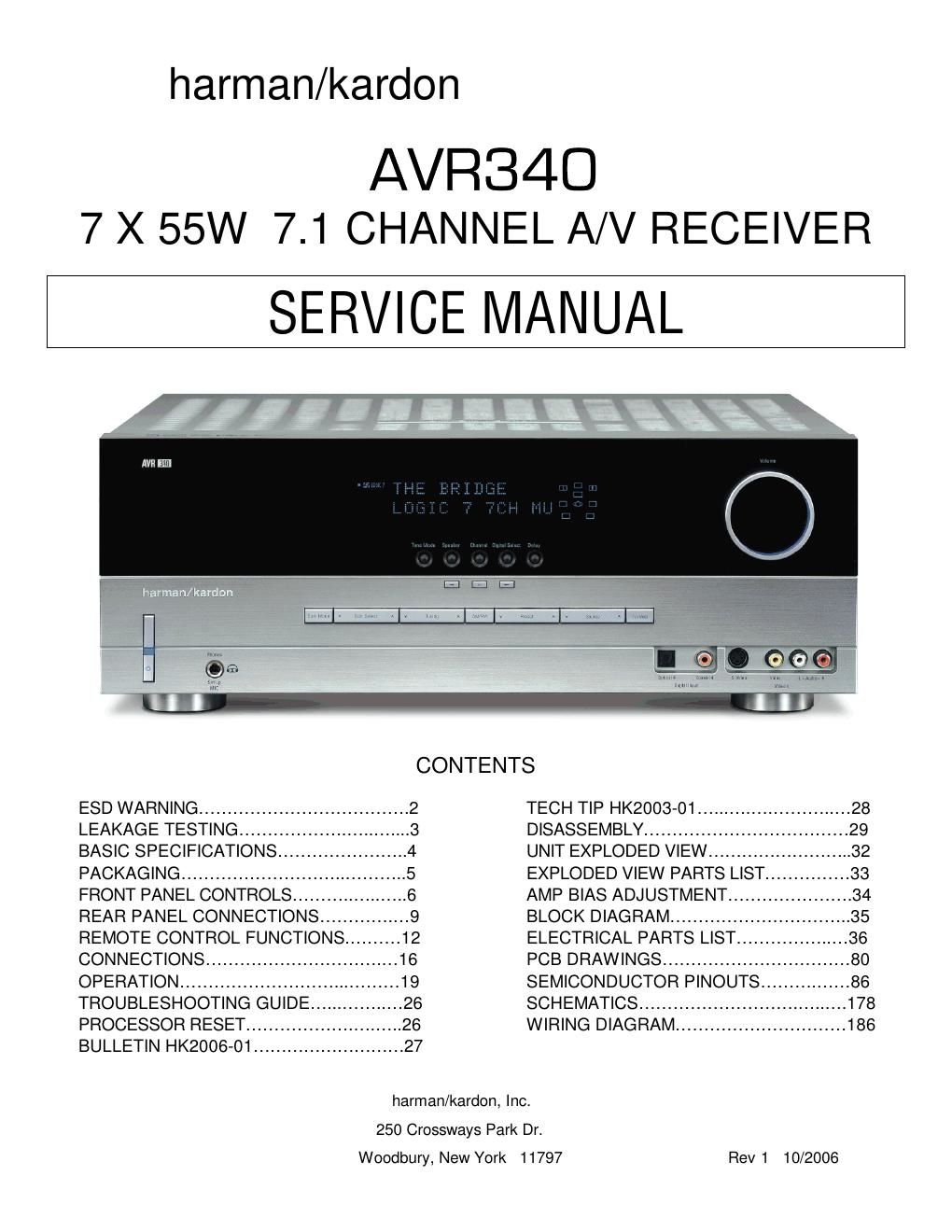 harman kardon avr 340 service manual