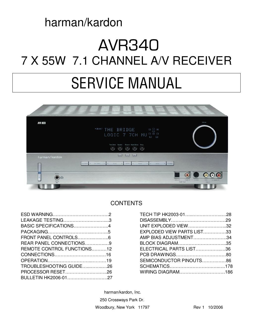 harman kardon avr 340 service manual