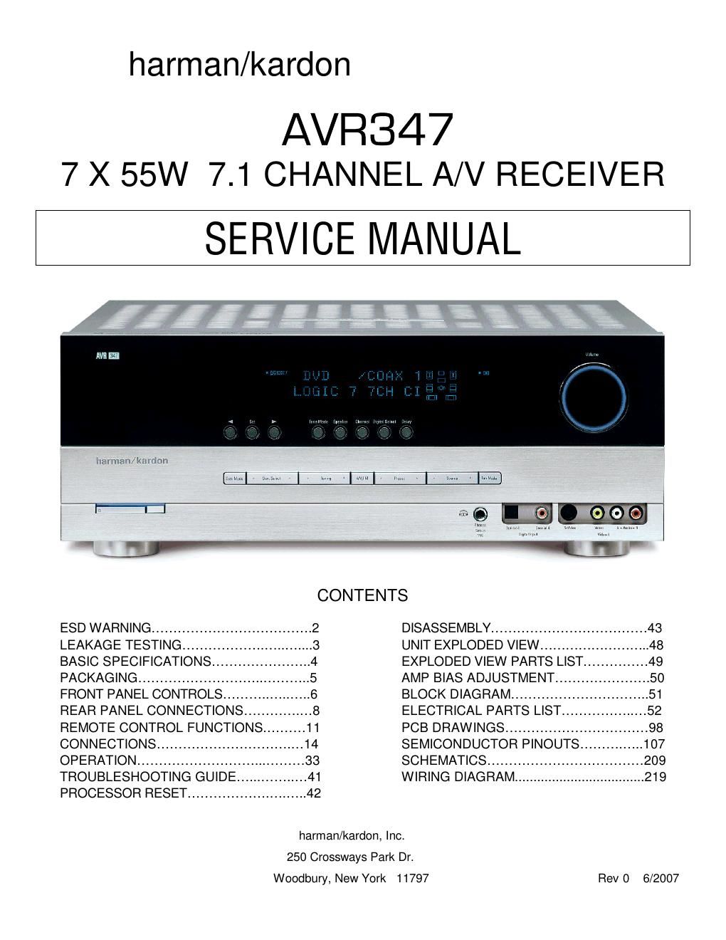 harman kardon avr 347 service manual