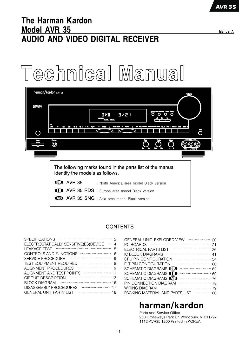 harman kardon avr 35 service manual