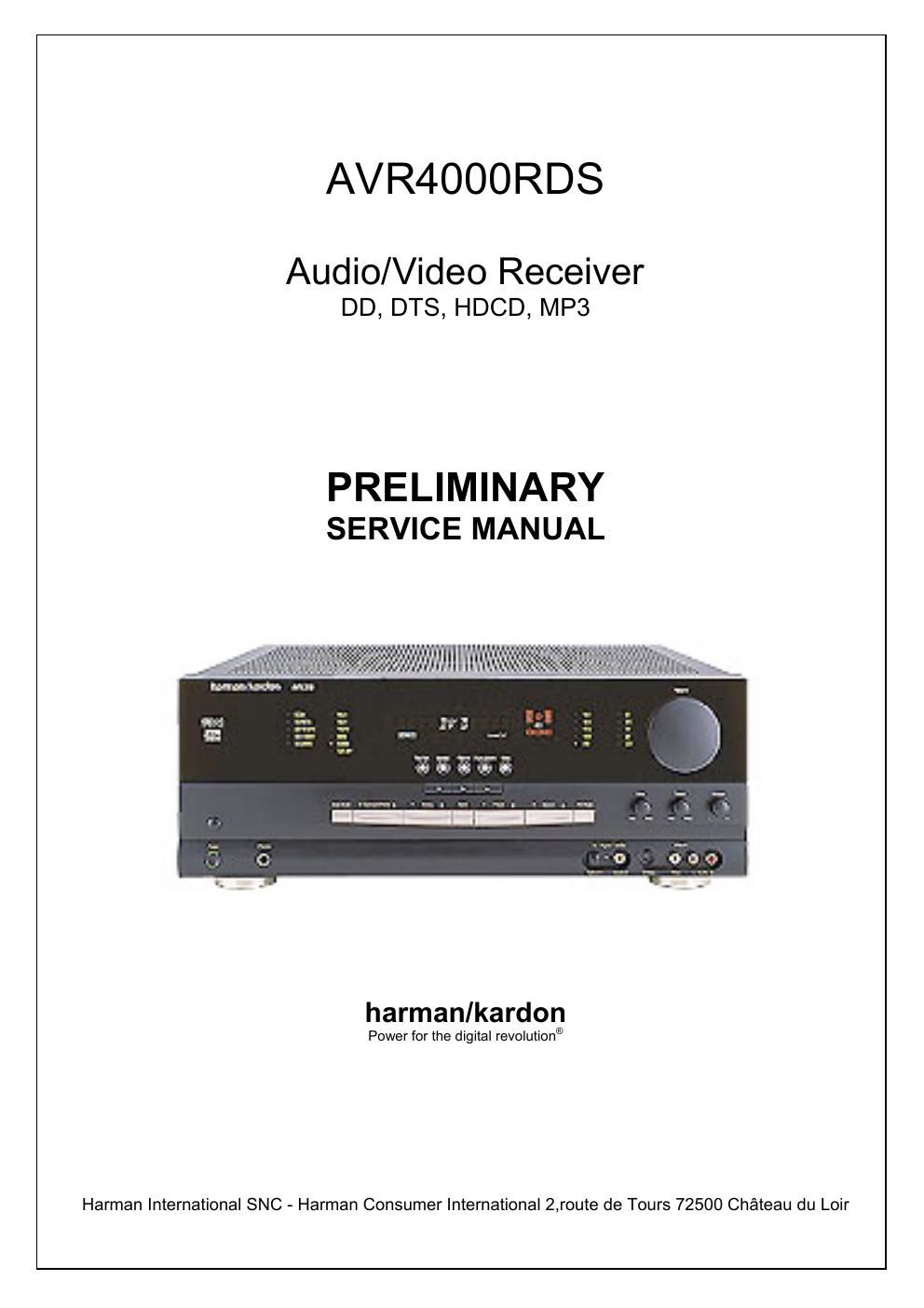 harman kardon avr 4000 rds service manual