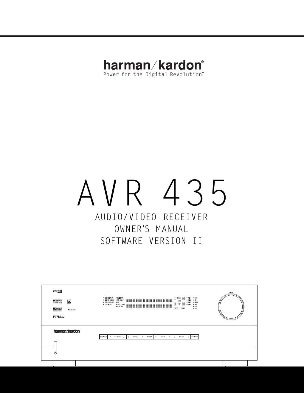 harman kardon avr 435 owners manual