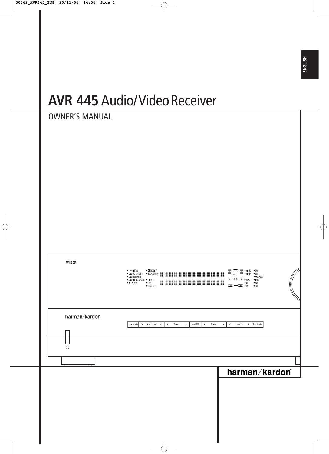 harman kardon avr 445 owners manual