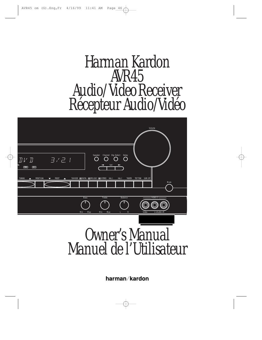 harman kardon avr 45 owners manual