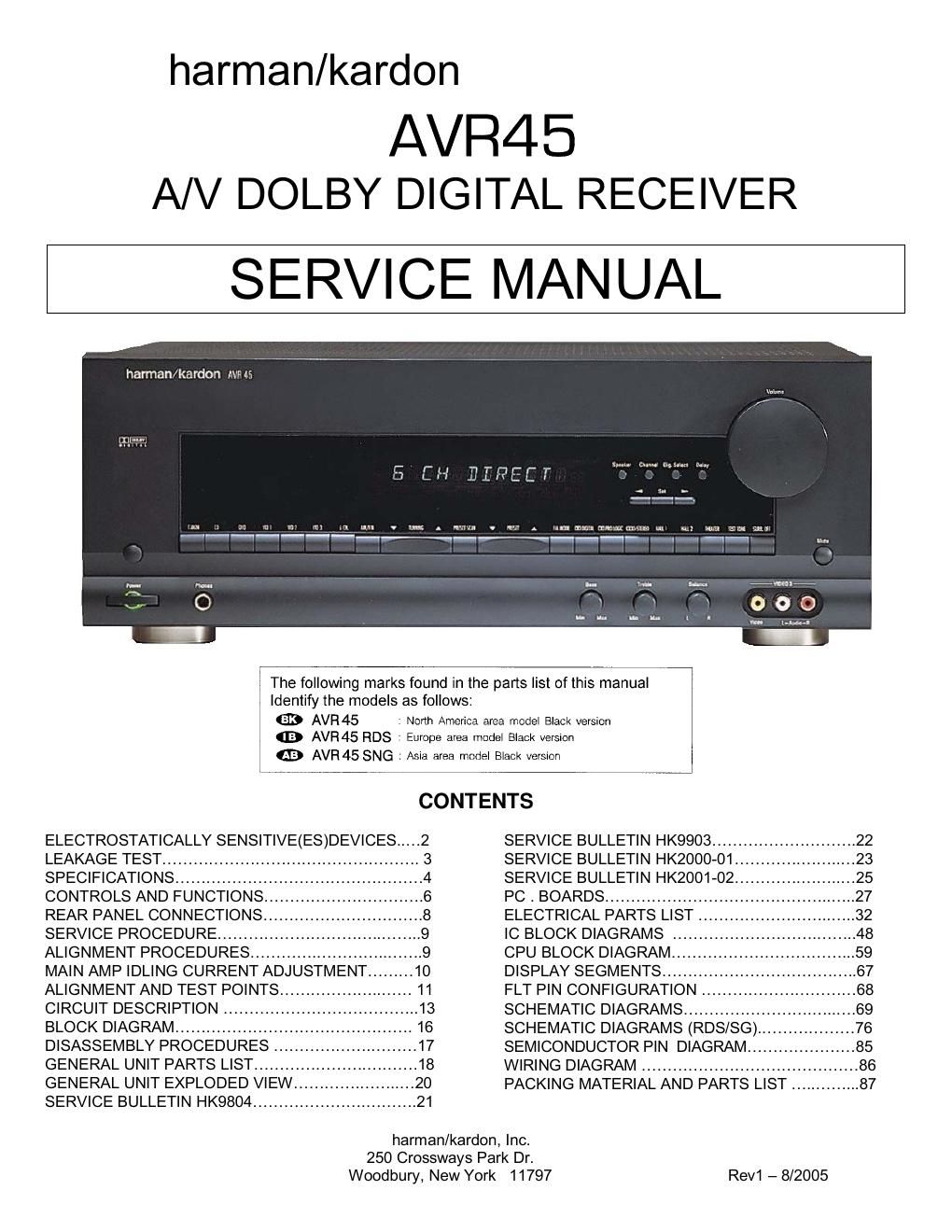 harman kardon avr 45 service manual