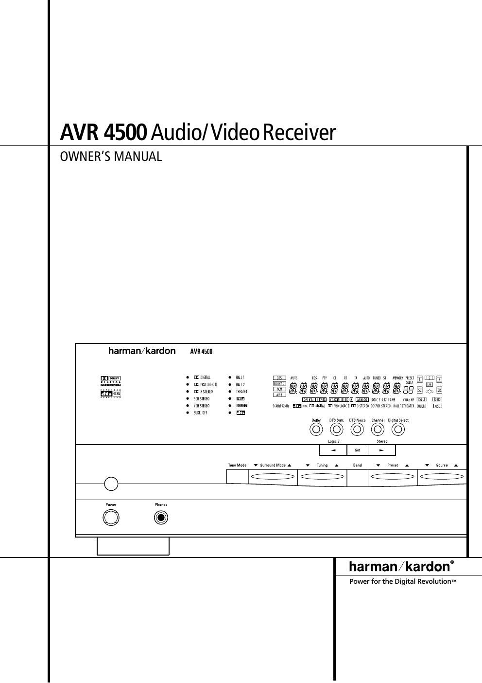 harman kardon avr 4500 owners manual