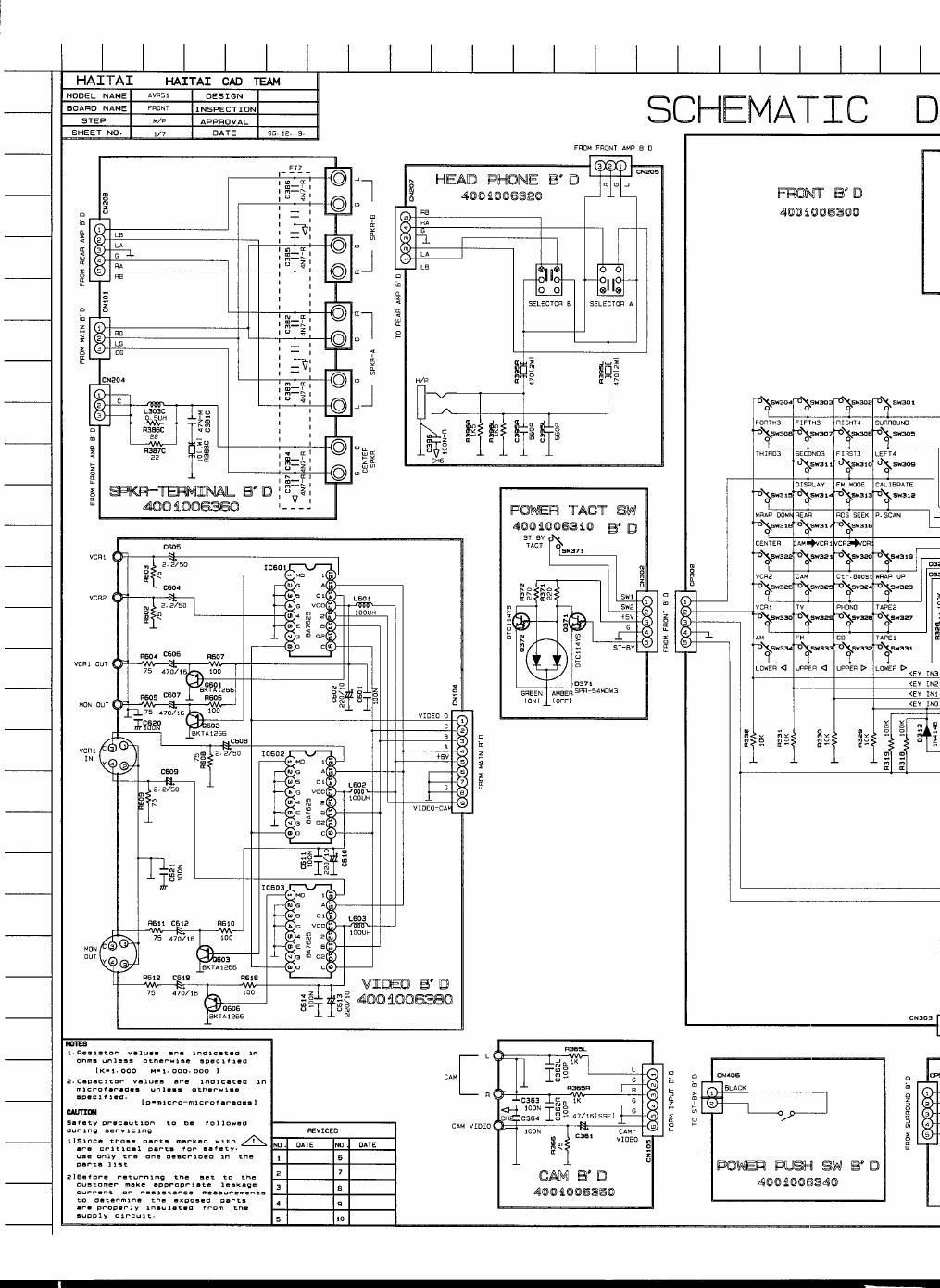 harman kardon avr 50 schematic