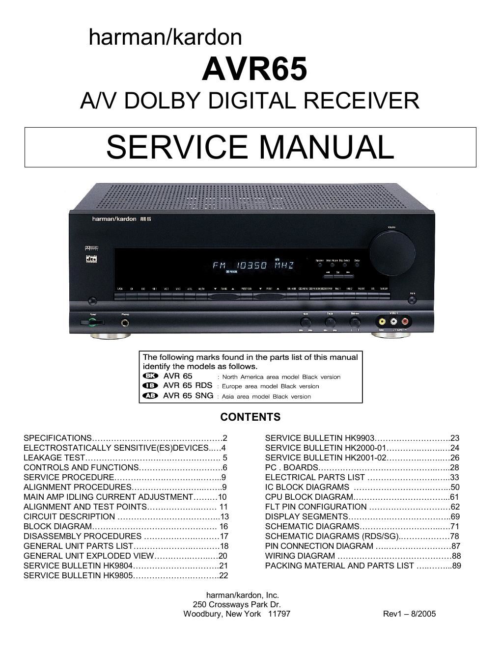 harman kardon avr 65 service manual 2