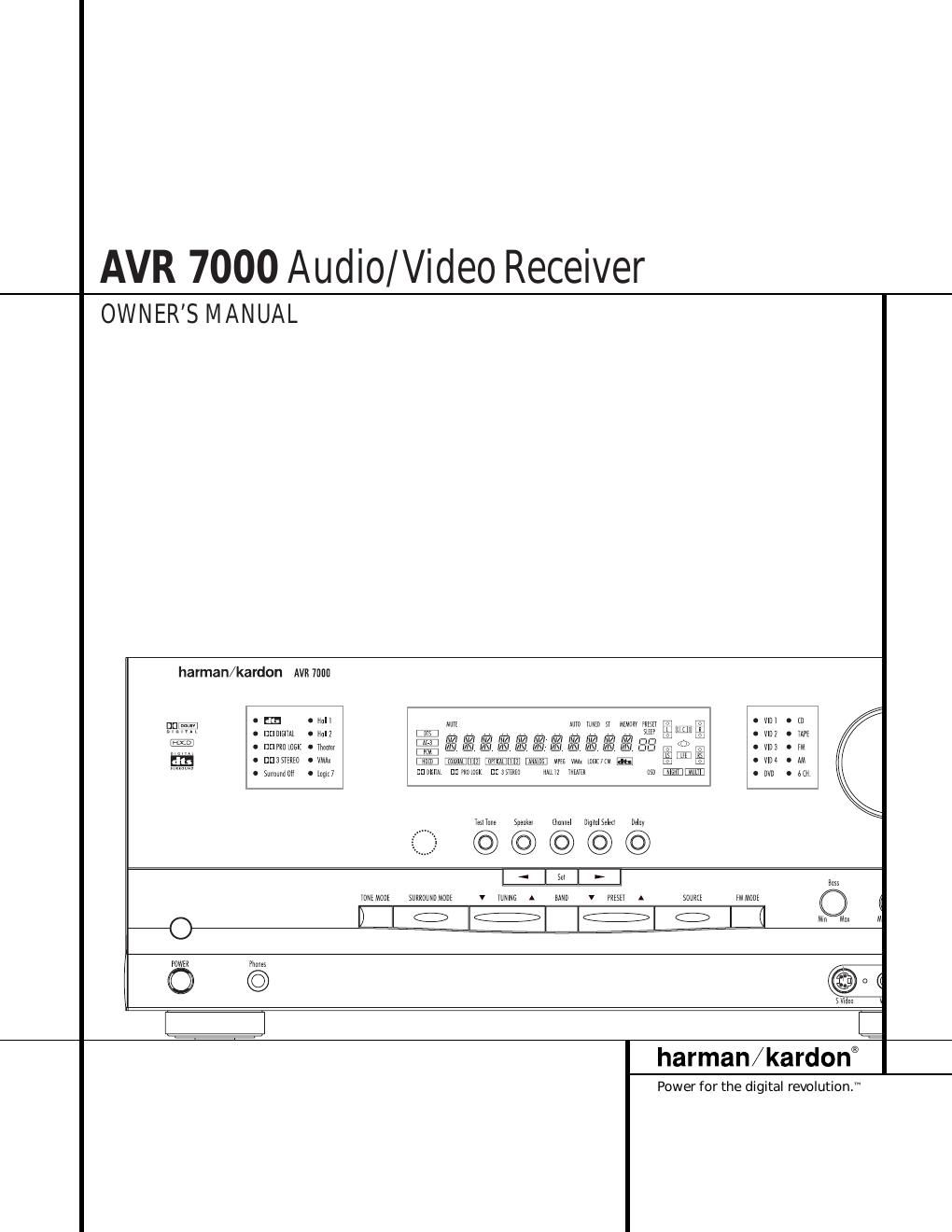 harman kardon avr 7000 owners manual