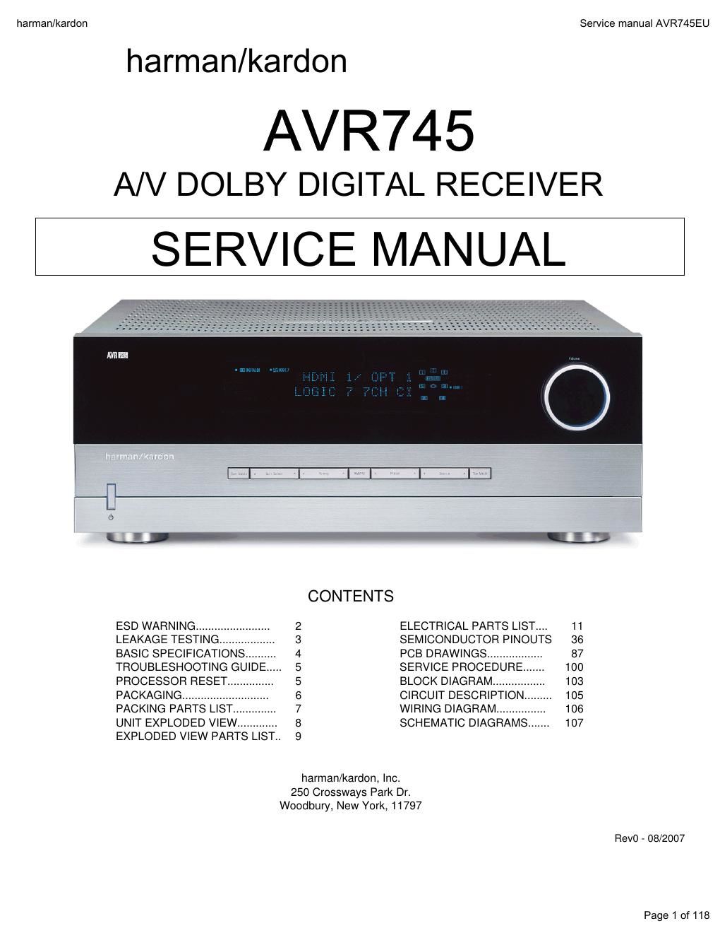 harman kardon avr 745 230