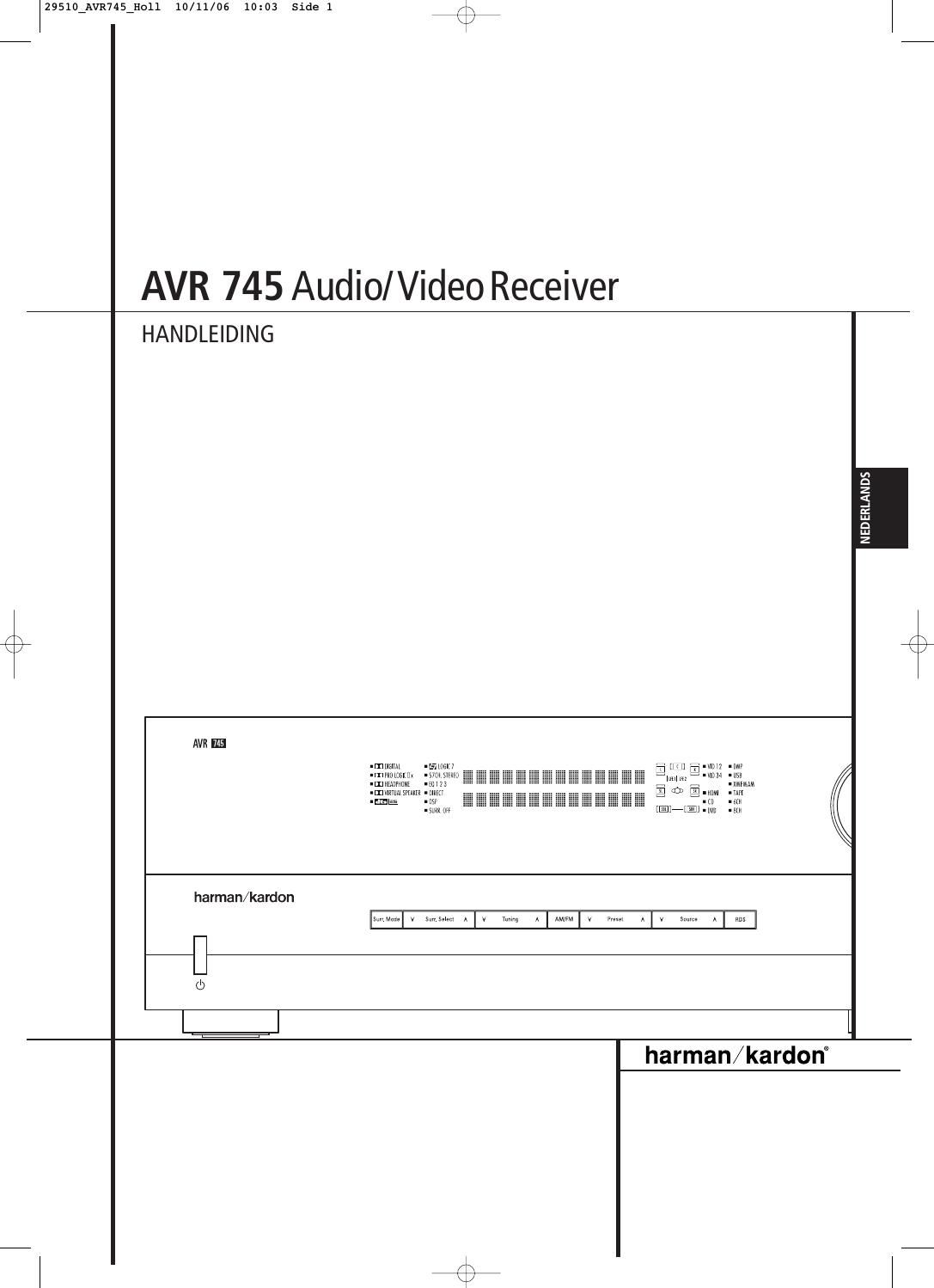 harman kardon avr 745 owners manual