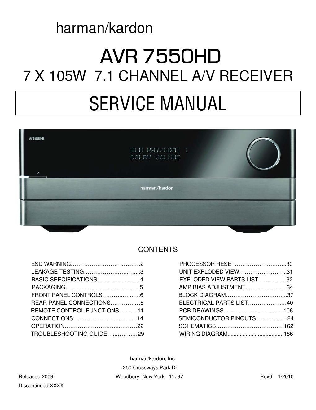 harman kardon avr 7550 hd service manual