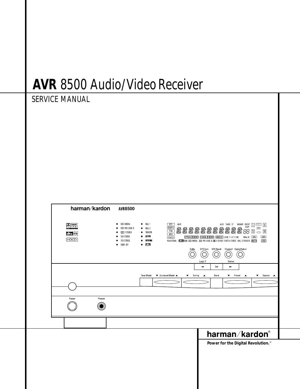 harman kardon avr 8500 rds service manual