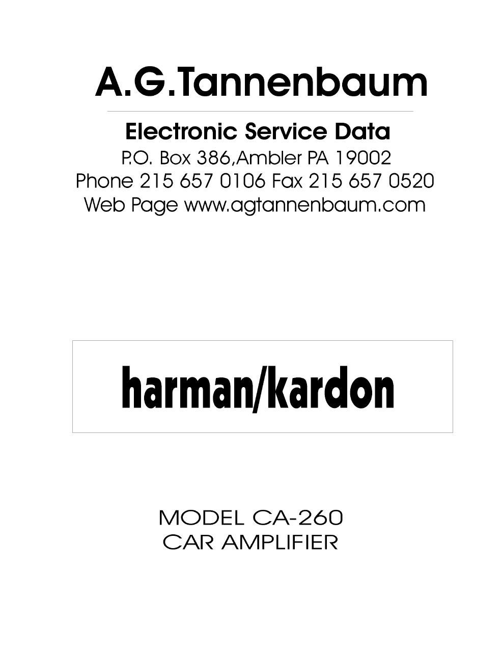 harman kardon ca 260 service manual