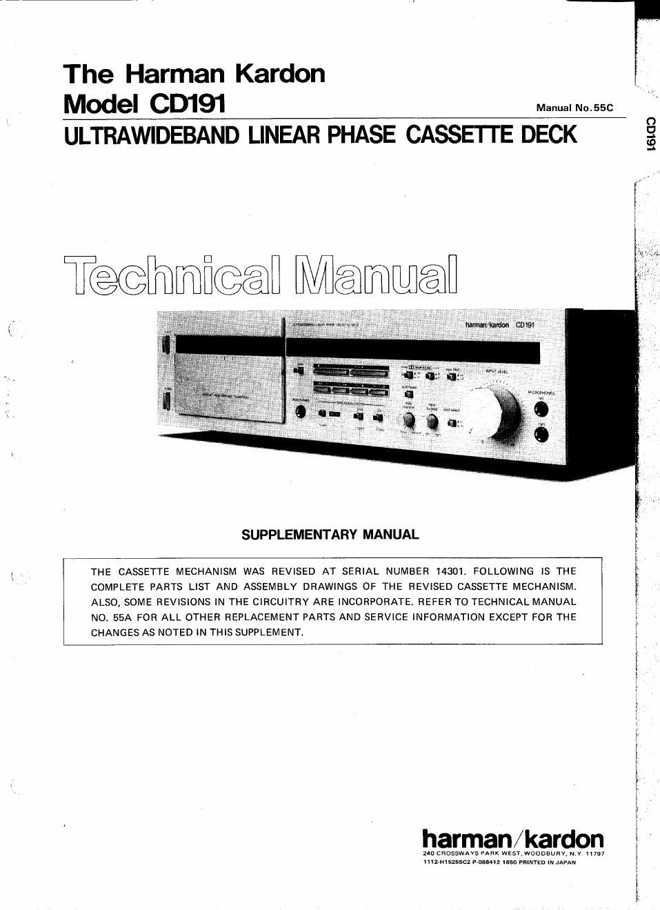 harman kardon cd 191 service manual