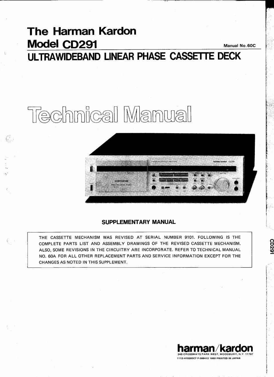 harman kardon cd 291 service manual