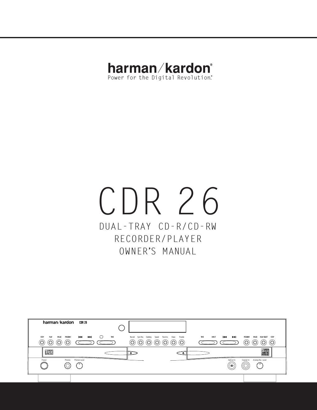 harman kardon cdr 26 owners manual
