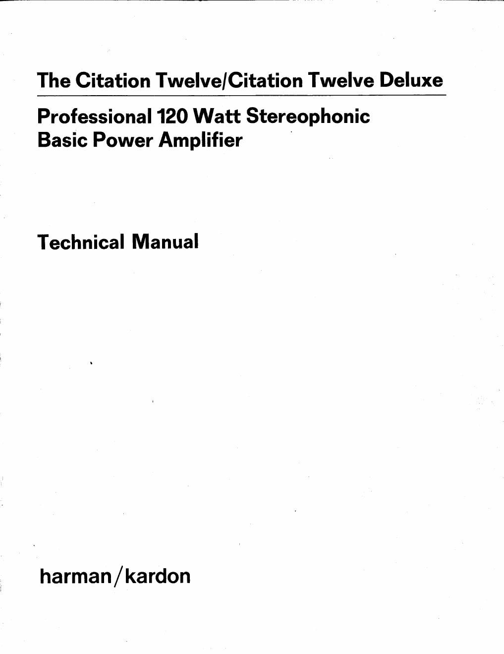 harman kardon citation 12 twelve deluxe service manual