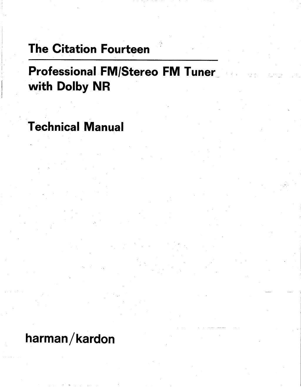 harman kardon citation 14 service manual