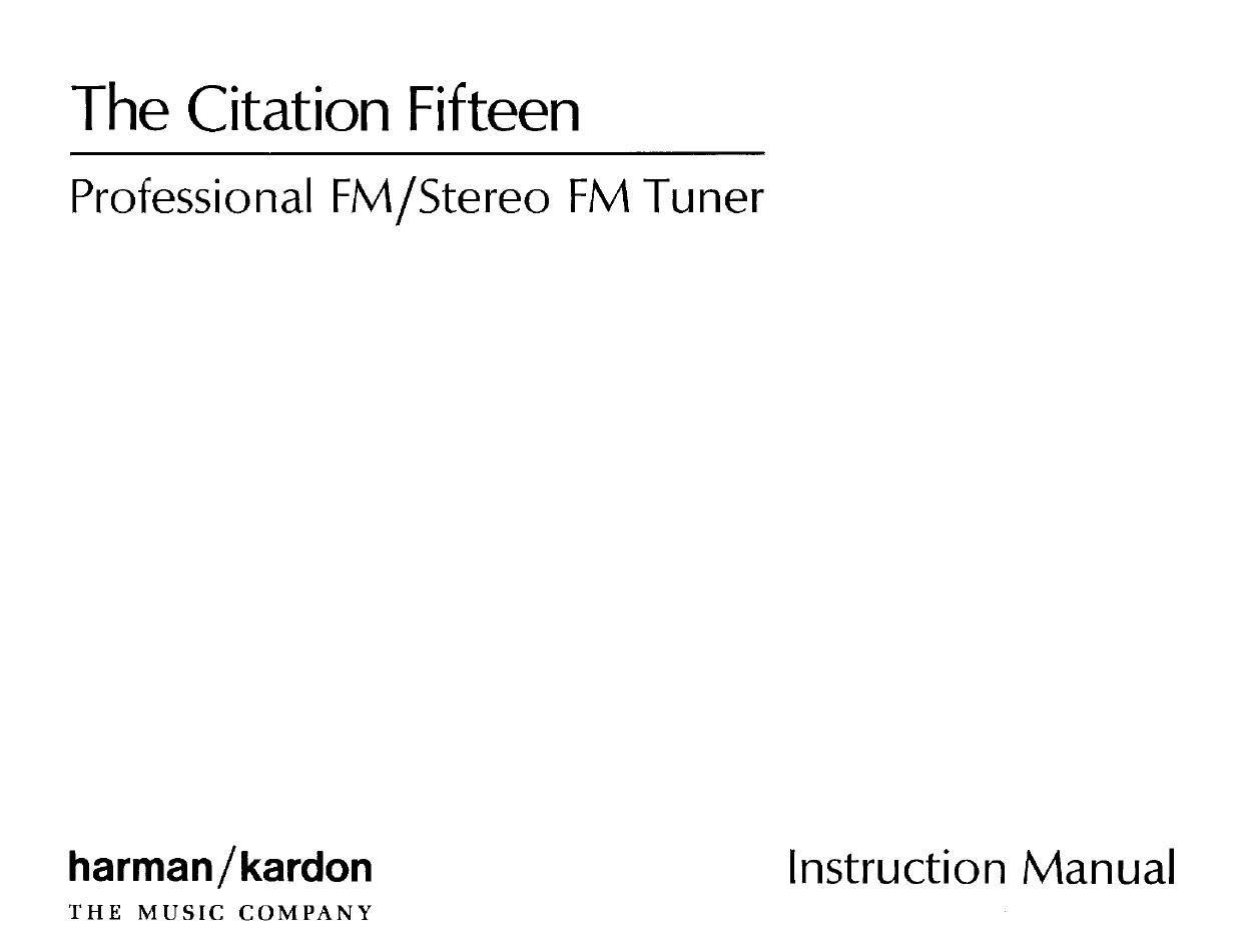 harman kardon citation 15 owners manual