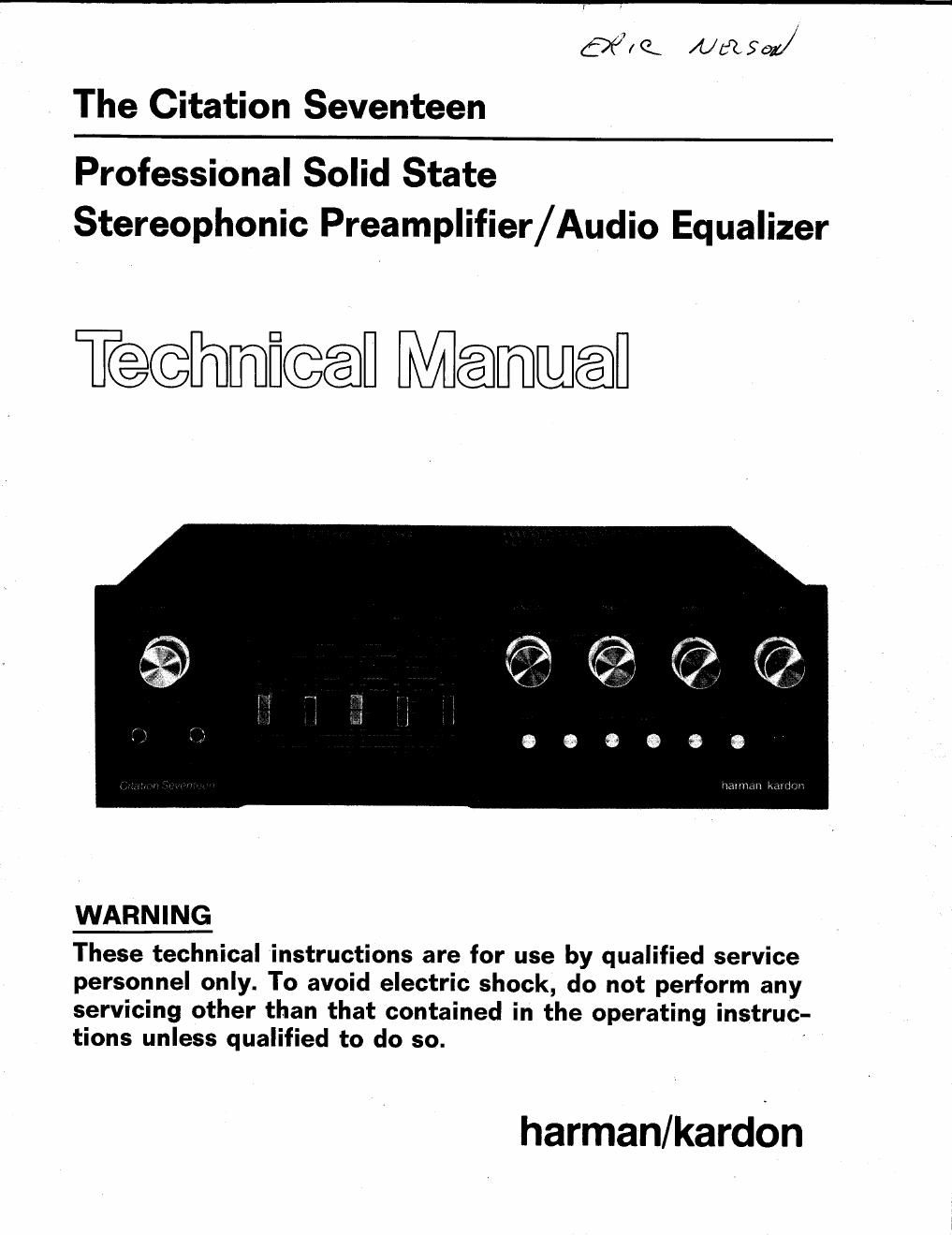 harman kardon citation 17 service manual