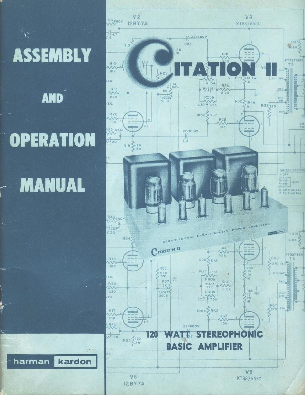 harman kardon citation ii assembly operation manual