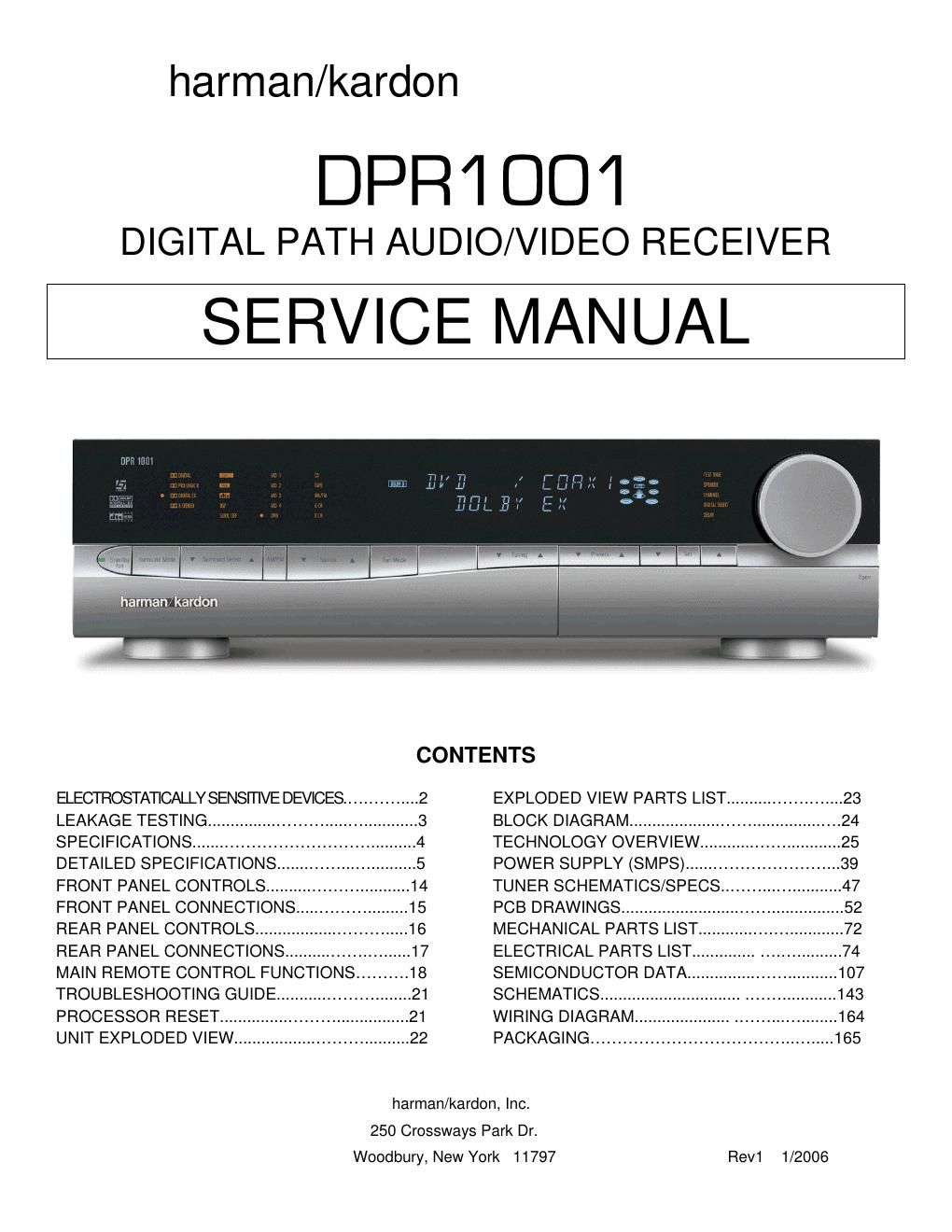 harman kardon dpr 1001 service manual