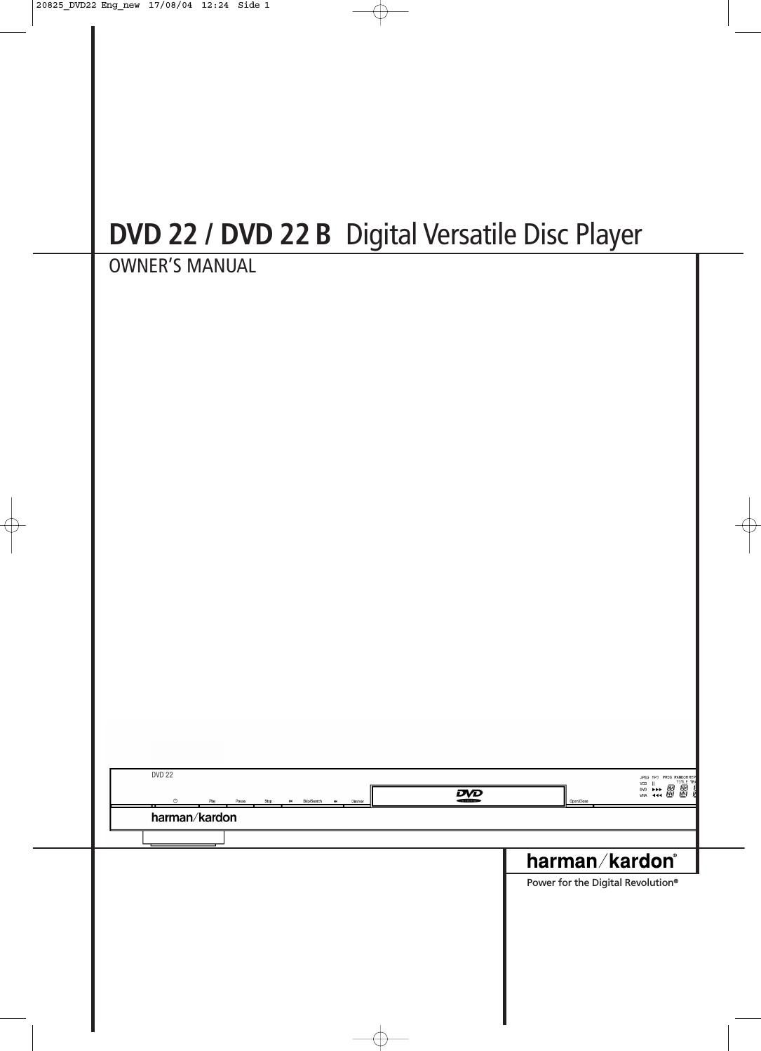 harman kardon dvd 22 b owners manual