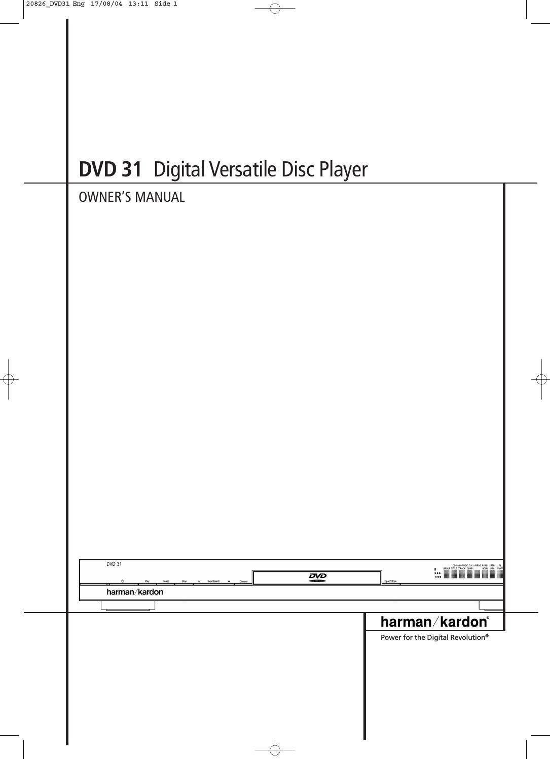 harman kardon dvd 31 owners manual