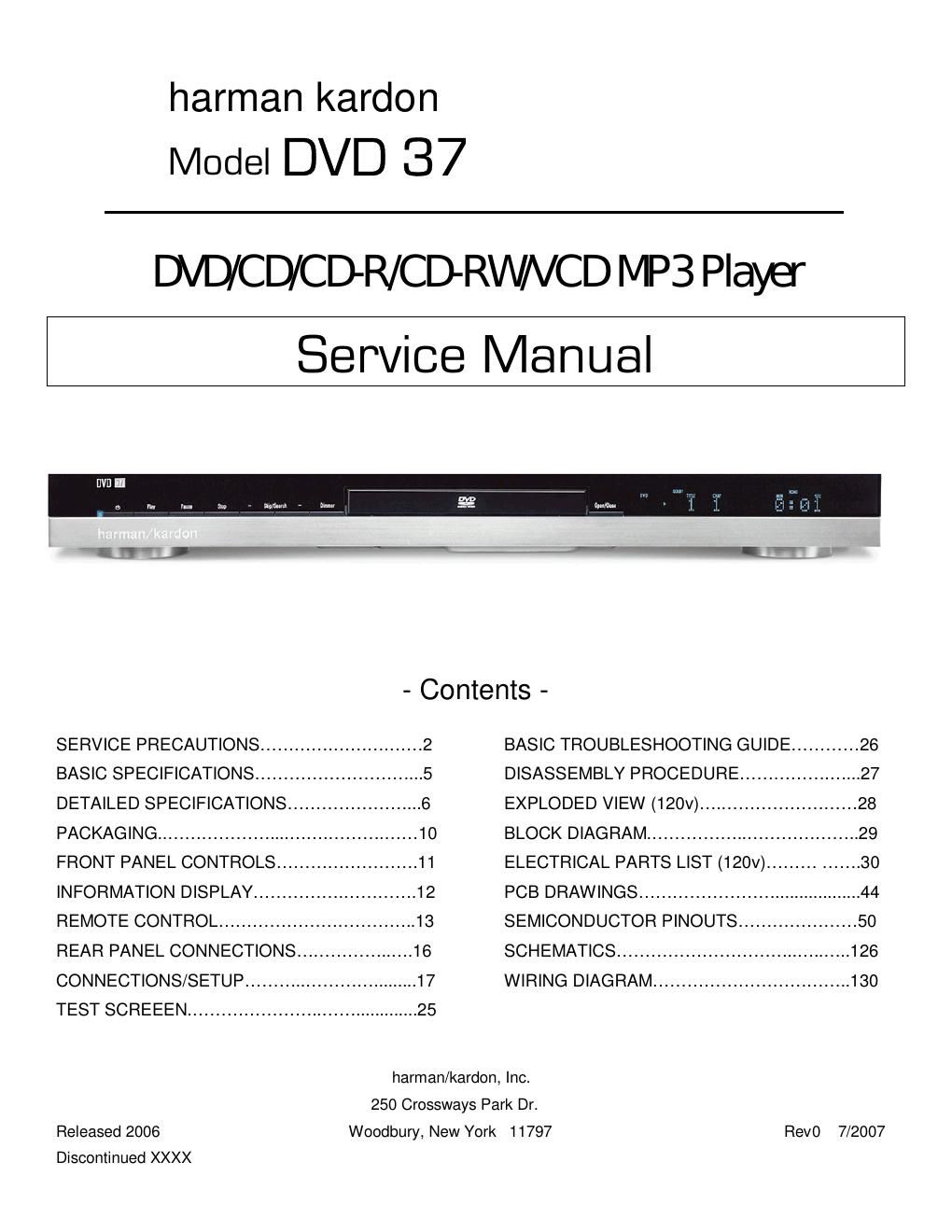 harman kardon dvd 37 service manual