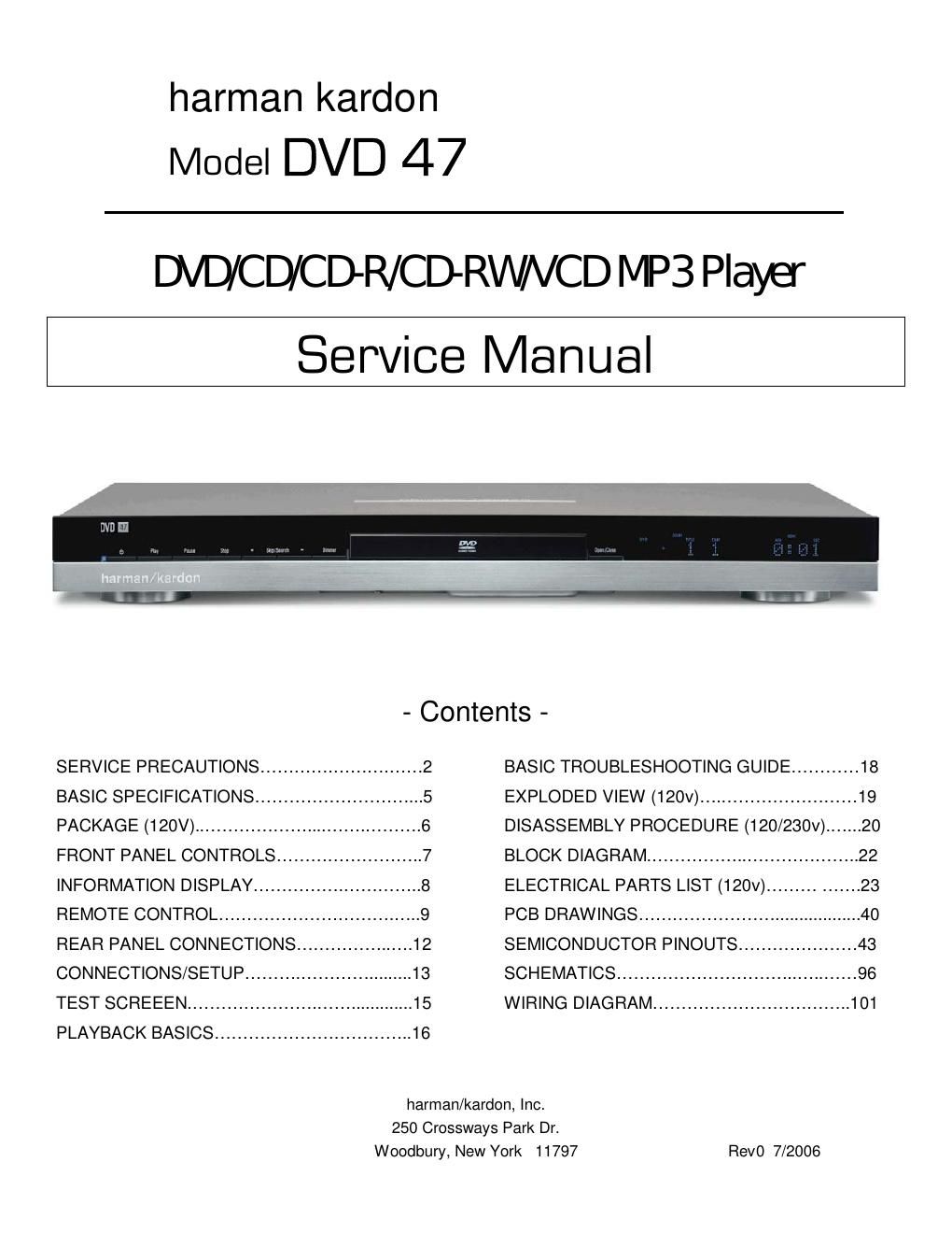 harman kardon dvd 47 service manual