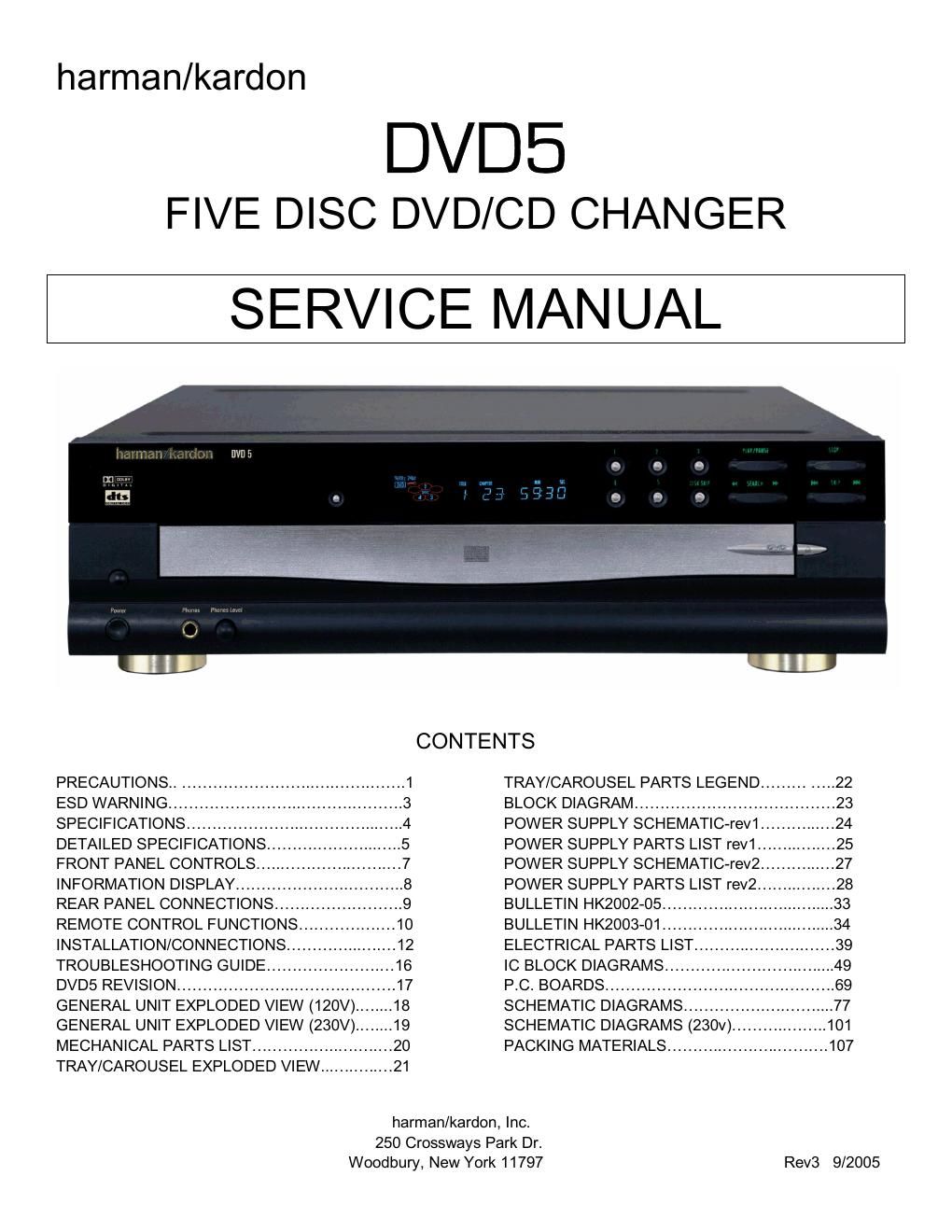 harman kardon dvd 5 service manual
