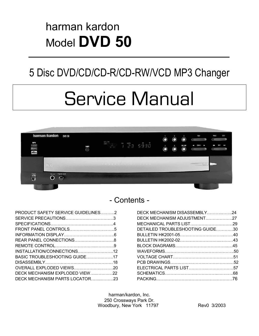 harman kardon dvd 50 service manual