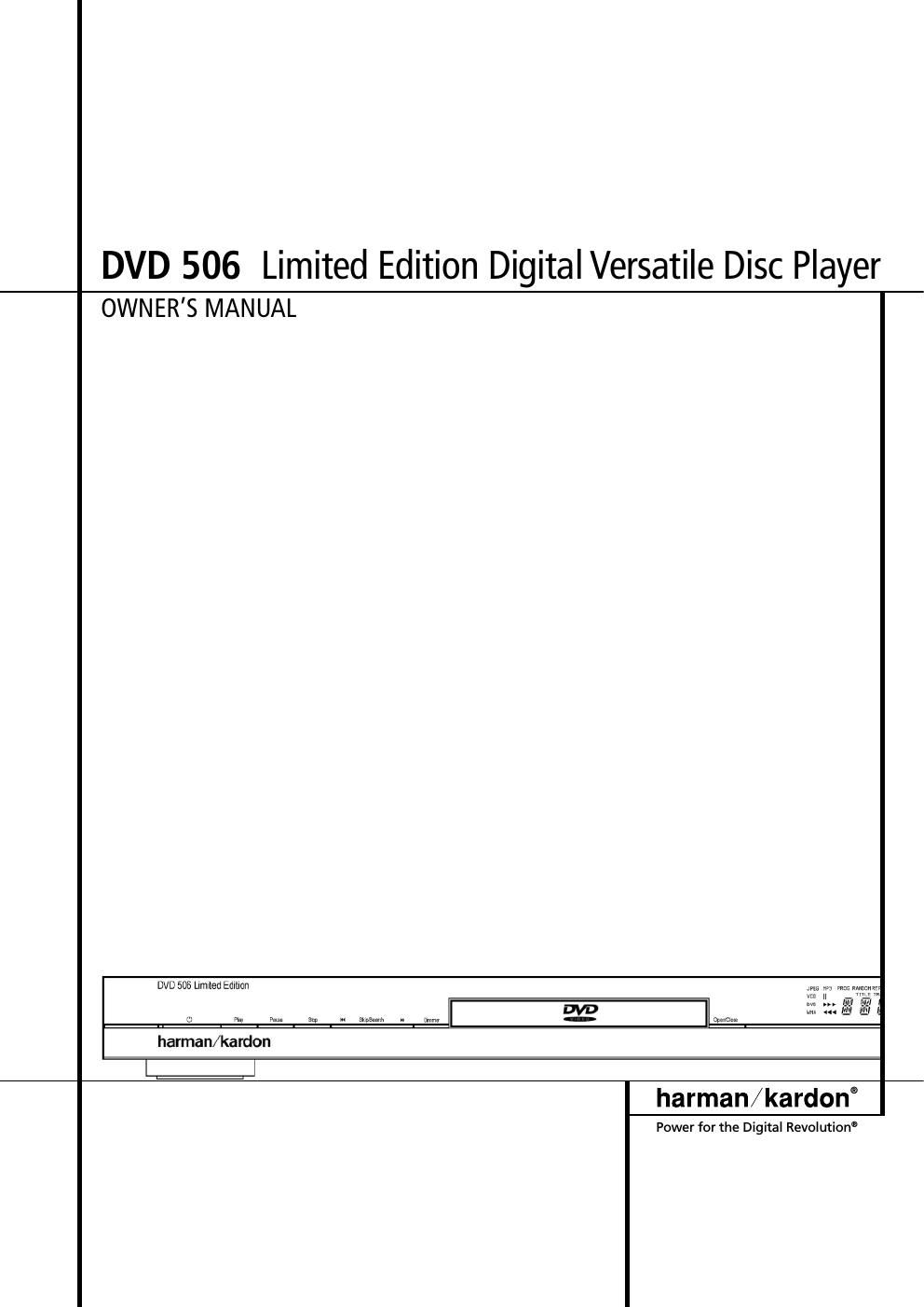harman kardon dvd 506 owners manual