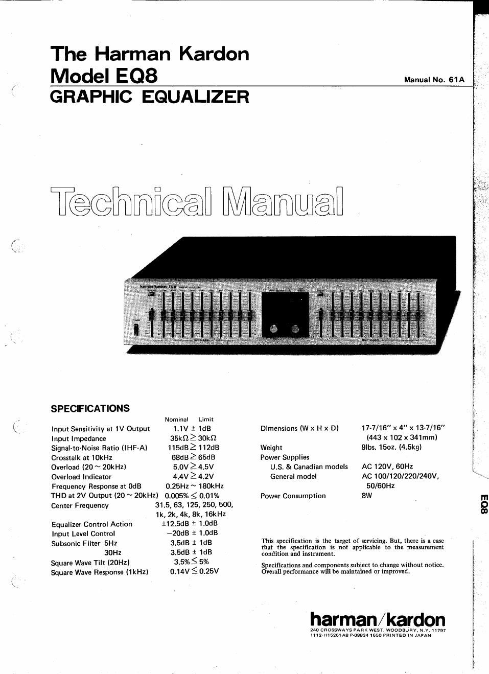 harman kardon eq 8 service manual