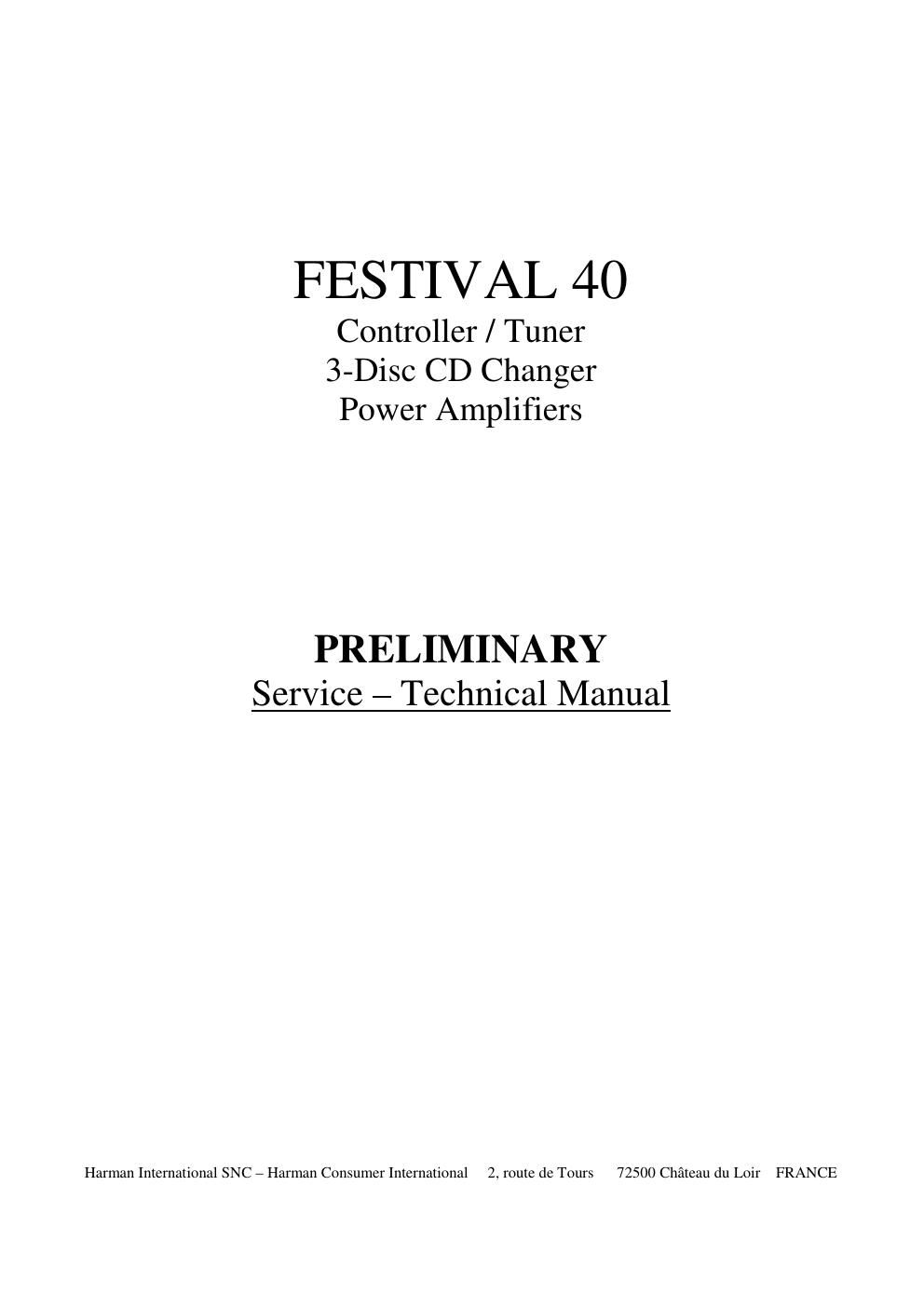 harman kardon festival 40 service manual
