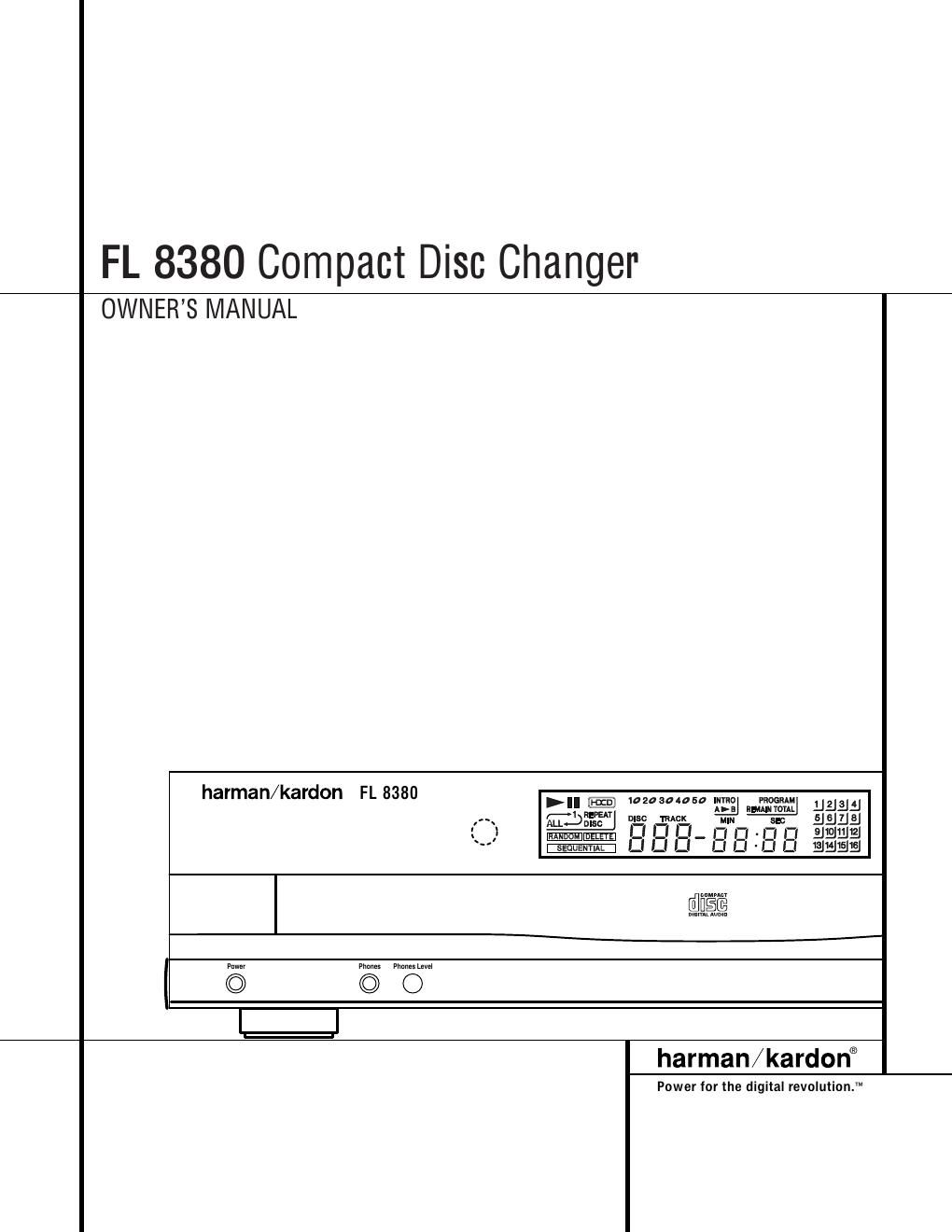 harman kardon fl 8380 owners manual