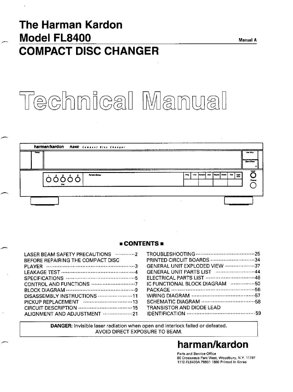 harman kardon fl 8400 service manual