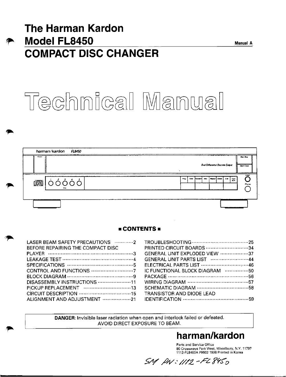 harman kardon fl 8450 service manual