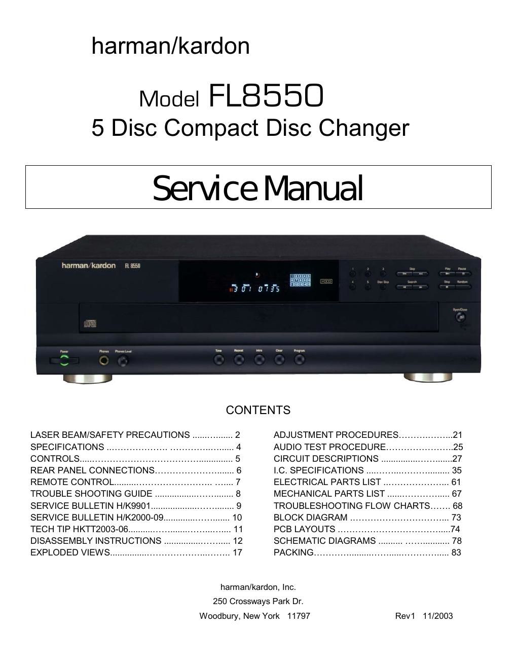 harman kardon fl 8550 service manual