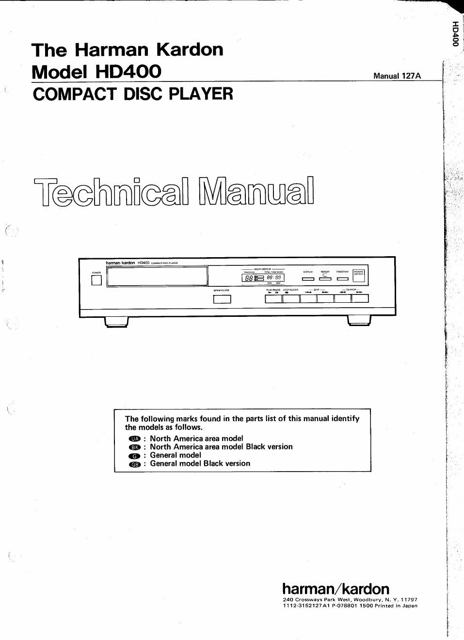 harman kardon hd 400 service manual