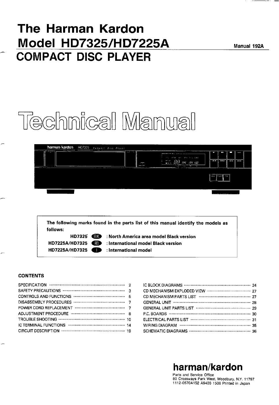 harman kardon hd 7325 service manual