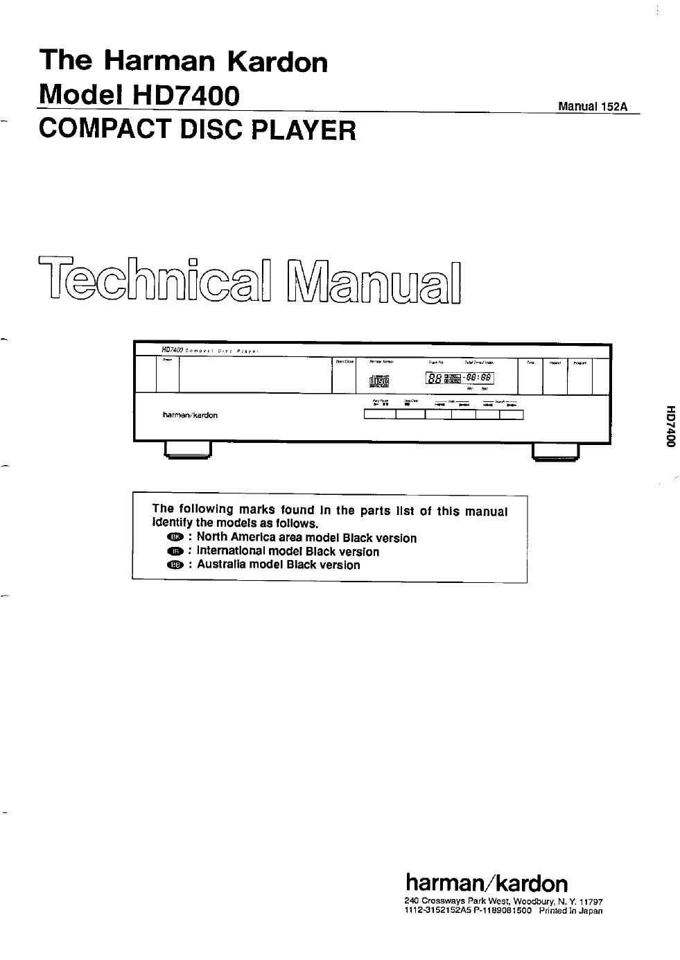 harman kardon hd 7400 service manual